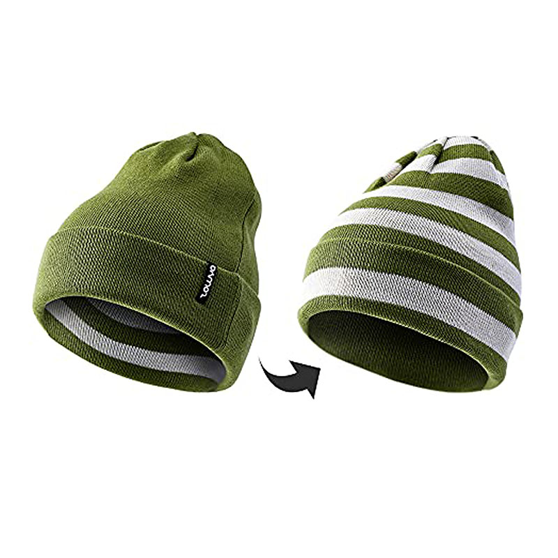 Reversible Stripe Beanies Custom Logo Acceptable - Image 3
