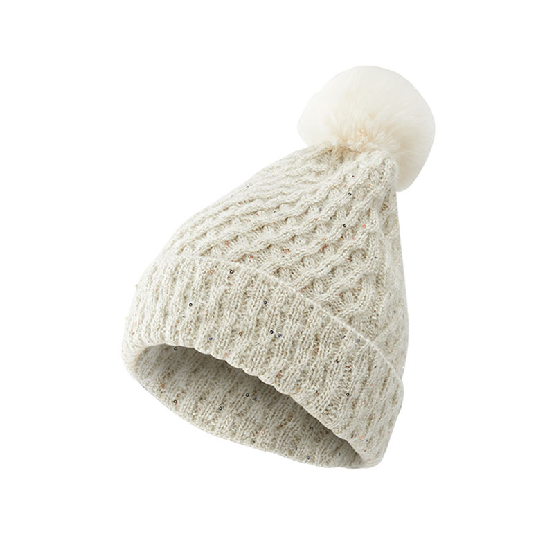 Sparkling Sequins & Metallic Lines Cute Faux Fur Pompom Custom Logo Acceptable - Image 3